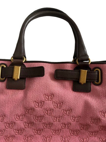 Bottega Veneta Pink Jacquard Butterfly Satchel