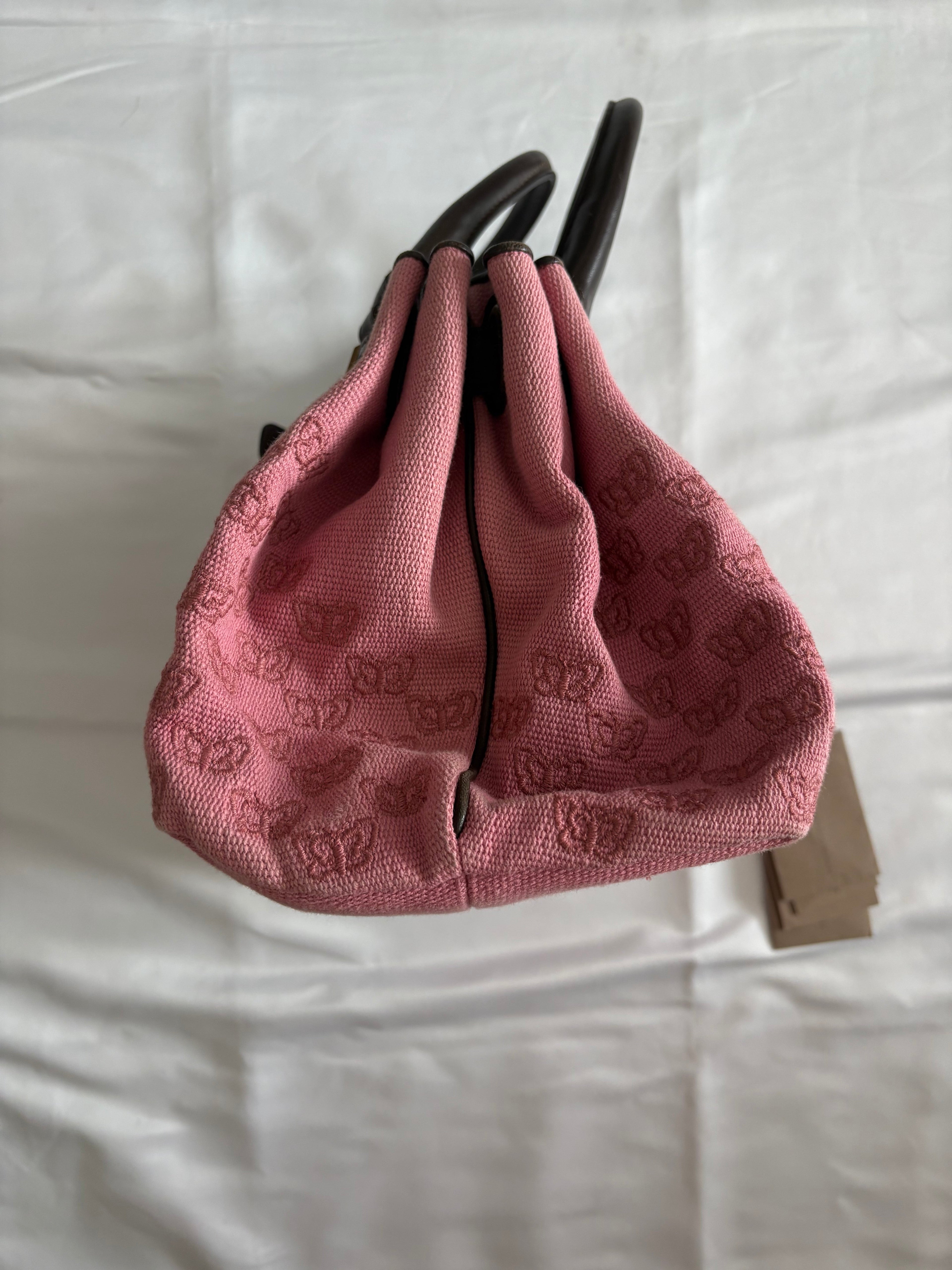 Bottega Veneta Pink Jacquard Butterfly Satchel